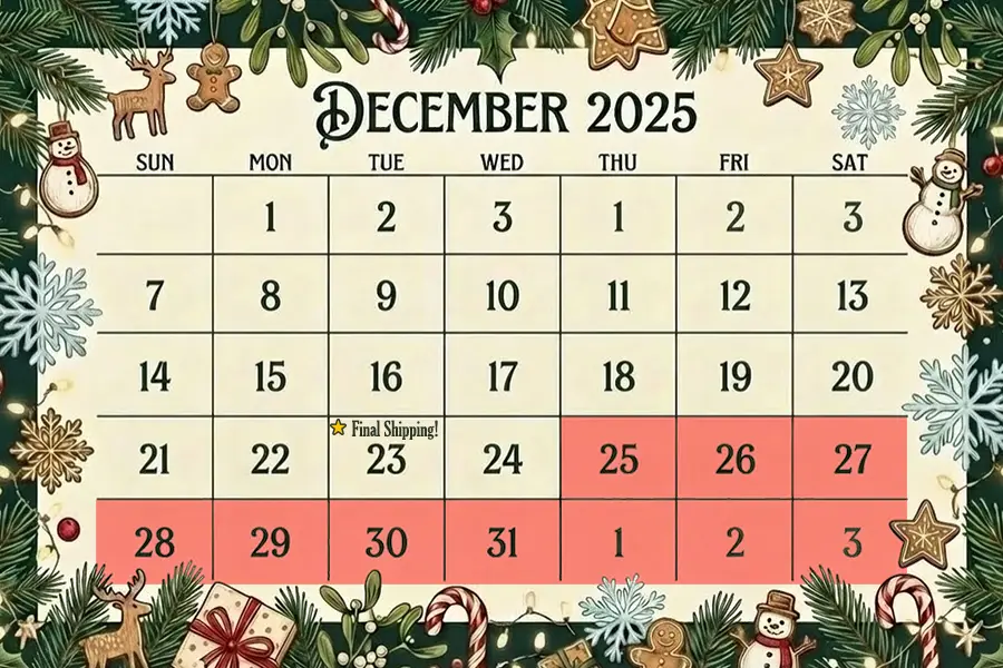 December 2025 Calendar With Holiday Hours Info Box Version